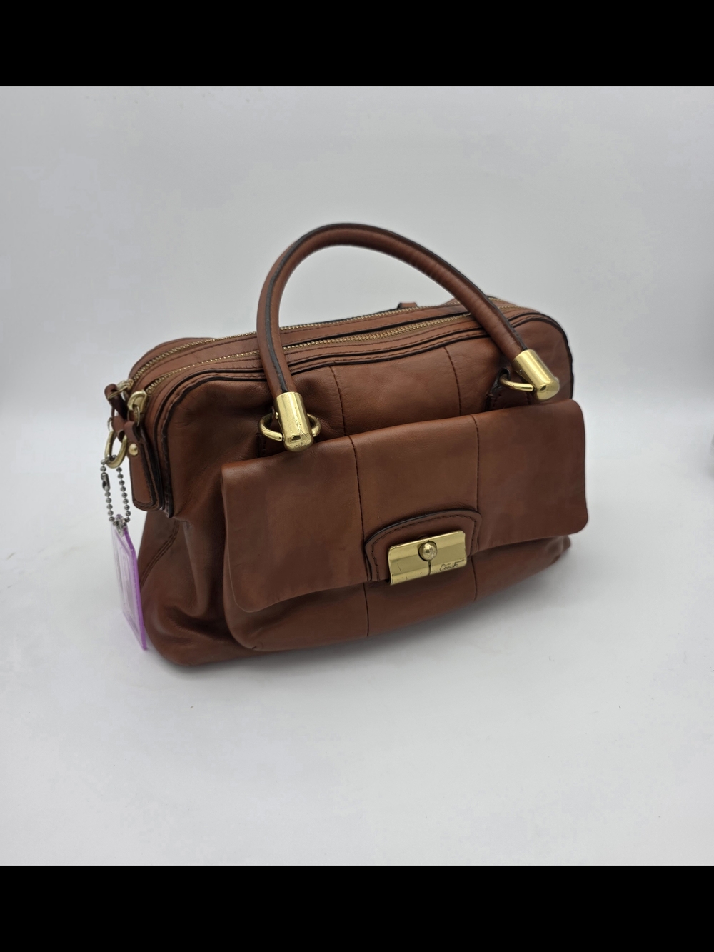 Classic Brown Leather Satchel Handbag